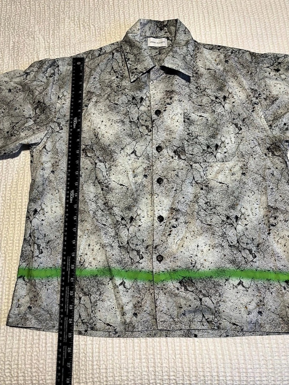 John Elliott Abstract Short Sleeve Shirt in Gray & Green Like New